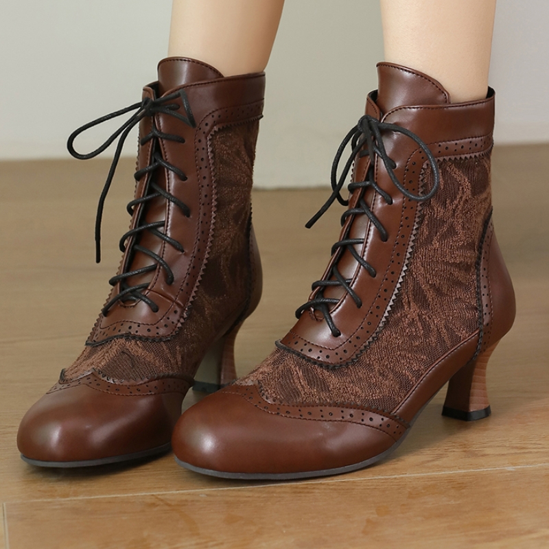 Embroidery White - Big Size Vintage Short Boot Female
