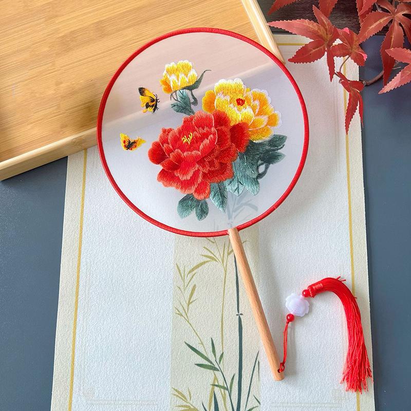 Embroidery Meaning - Traditional Chinese Embroidery Hand Fan, Vintage