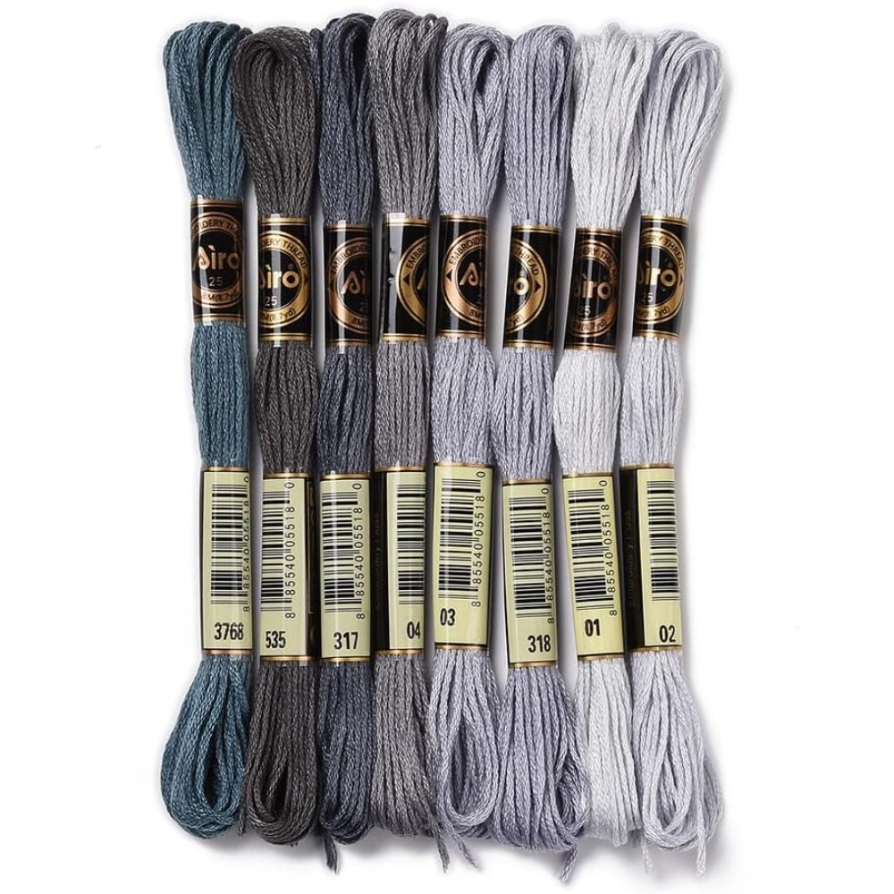 Embroidery Handicraft - 8 Skeins 70 Yards Grey Friendship
