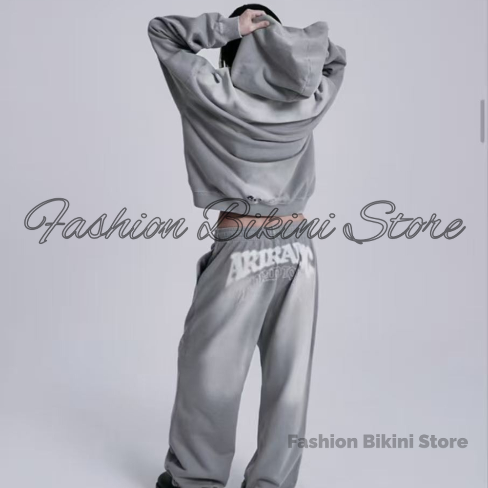 Embroidery Cotton - NEW Washed Grey Retro Hoodie 3D