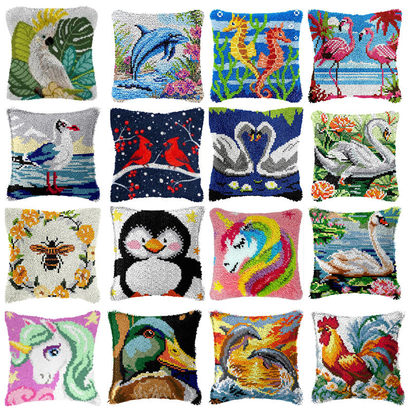 Printed Embroidery Kit - DIY Bird Unicorn Pillow Handcraft Wool