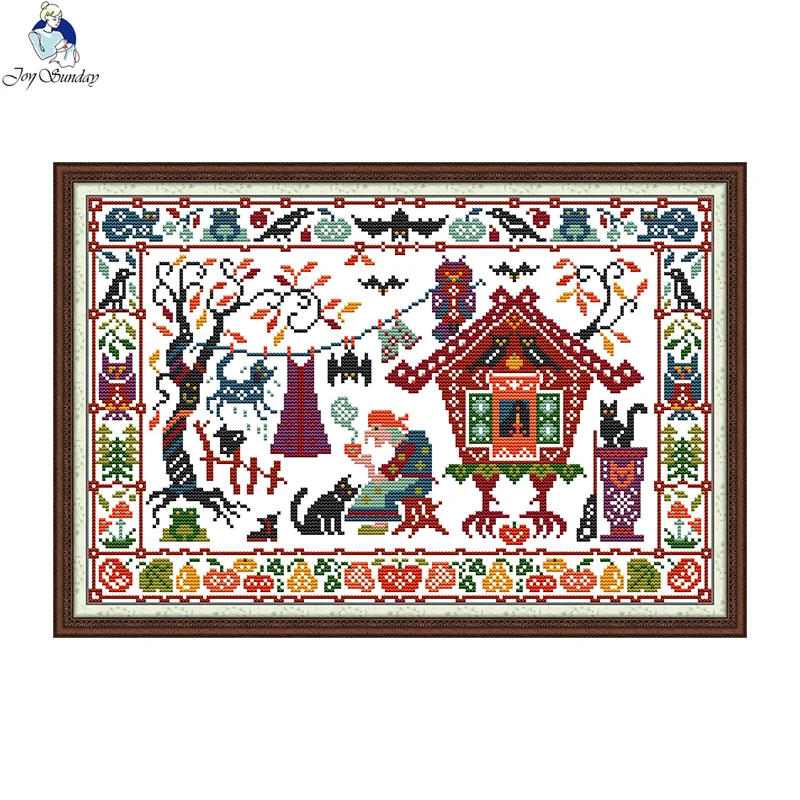 Printed Embroidery Kit - Joy Sunday Halloween Pre-Printed Cross Stitch