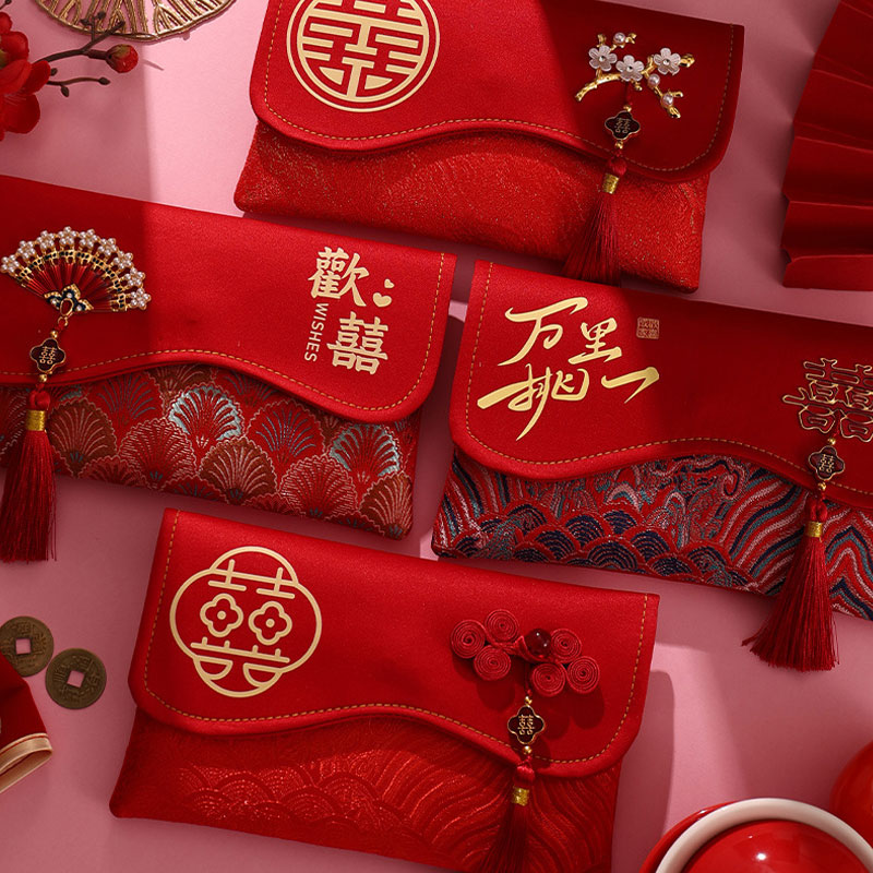 2 Pcs Brocade Embroidery Fabri - Embroidery Red ulasan dan harga