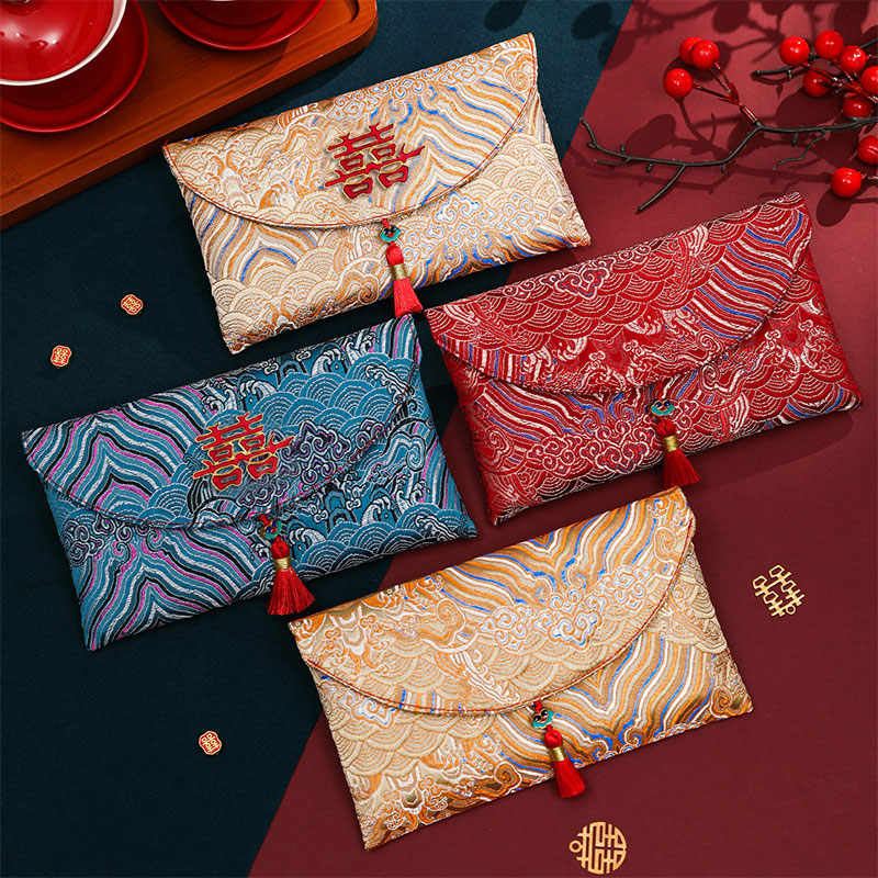 2 Pcs Brocade Embroidery Fabri - Embroidery Red ulasan dan harga