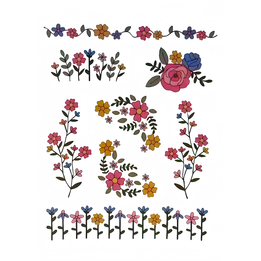 1 Set of 8pcs Colorful Graphic - Printed Embroidery Kit ulasan dan harga