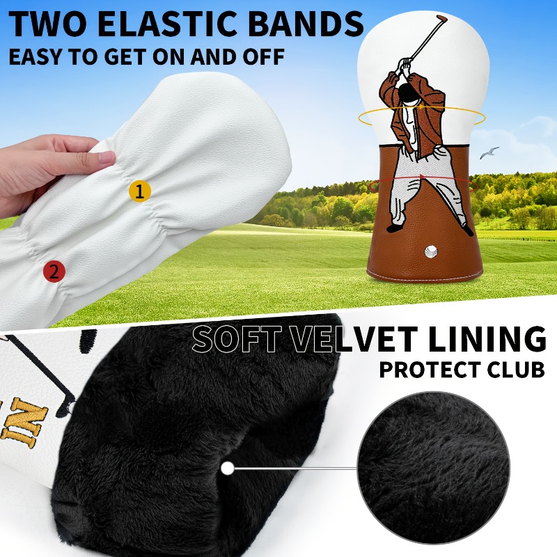 1pc High-Quality Golf Head Cov - Embroidery White ulasan dan harga