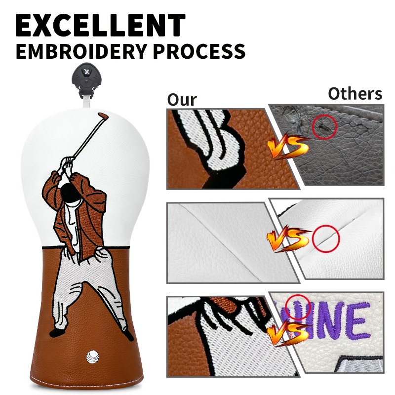 1pc High-Quality Golf Head Cov - Embroidery White ulasan dan harga