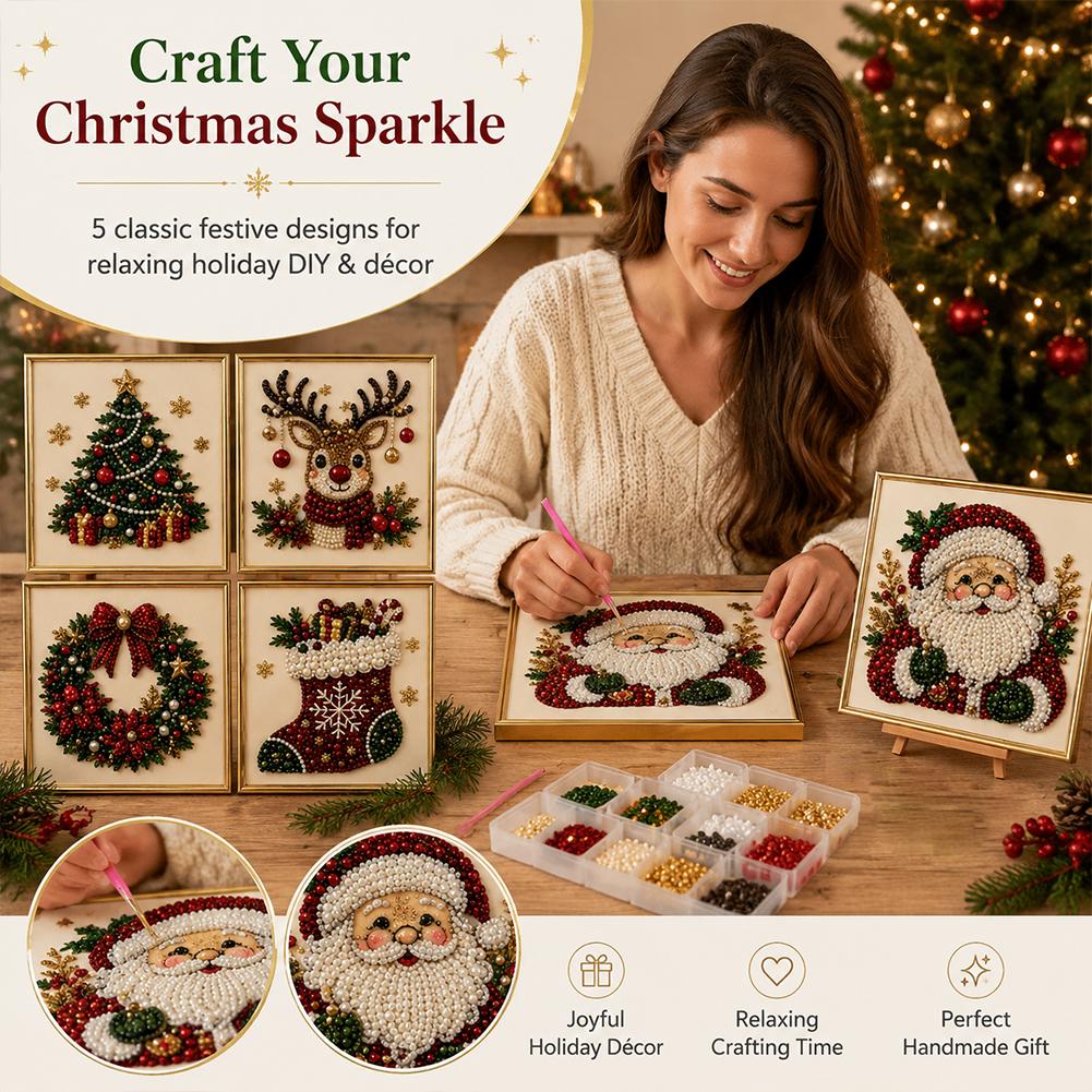 Christmas Santa Claus Pearl Ar - Embroidery Wall Art ulasan dan harga