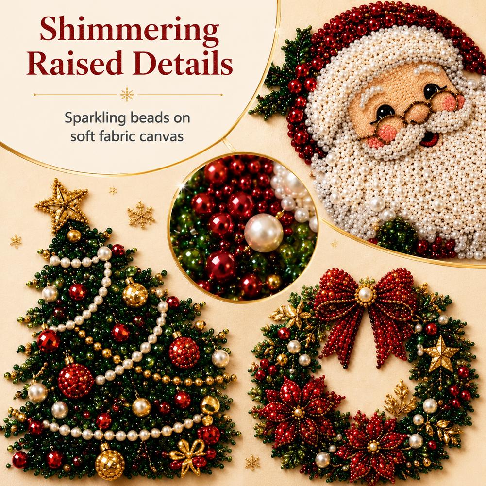 Christmas Santa Claus Pearl Ar - Embroidery Wall Art ulasan dan harga