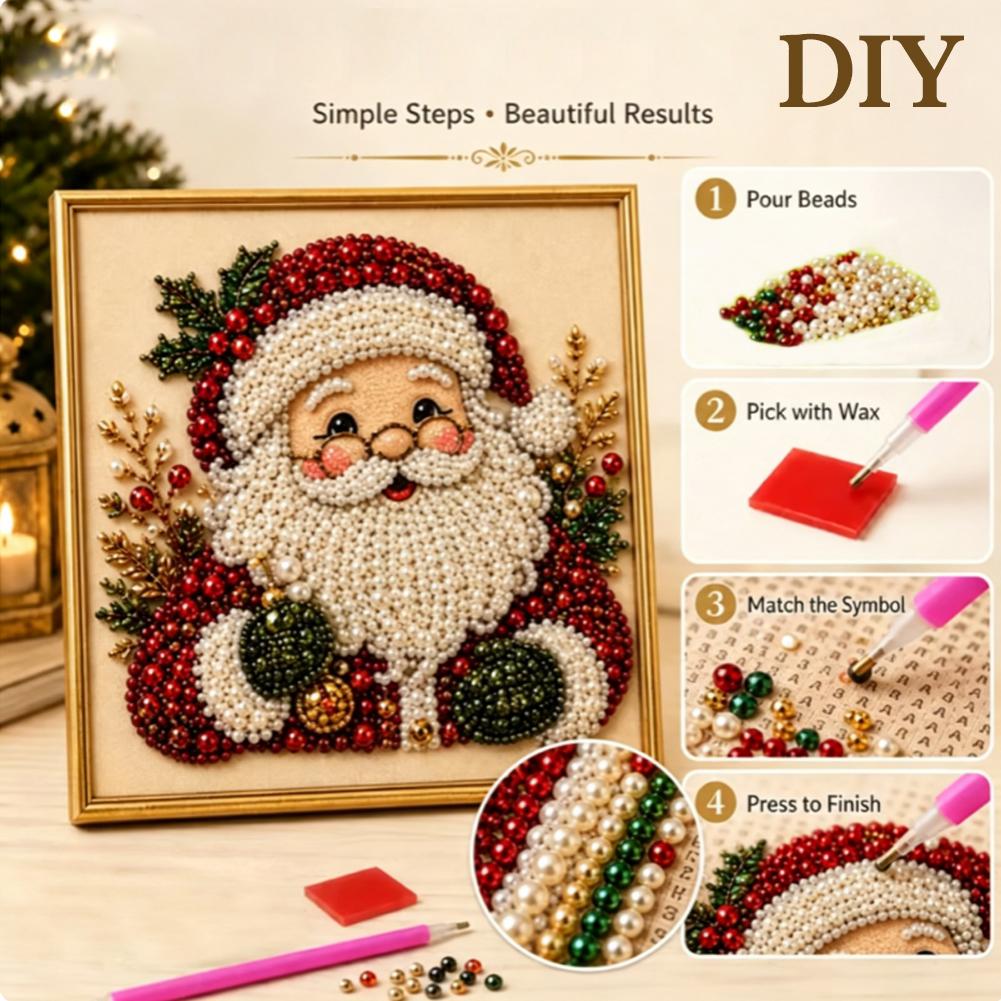 Christmas Santa Claus Pearl Ar - Embroidery Wall Art ulasan dan harga