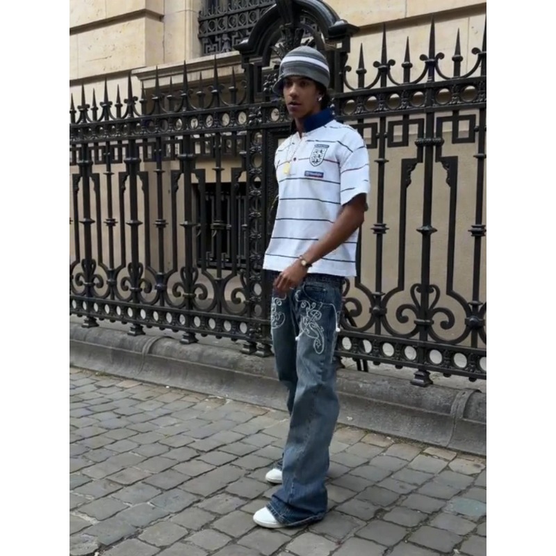 Retro Y2K 2 Pcs Set Street Sty - Embroidery Cotton ulasan dan harga