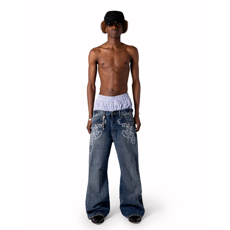 Y2k Blue Opening Bootcut Jeans - Embroidery On Jeans ulasan dan harga