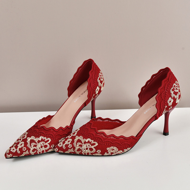 Luxury Red White Lace Embroide - Embroidery Red ulasan dan harga