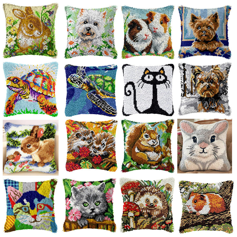 DIY Rabbit Cat Latch Hook Rug  - Printed Embroidery Kit ulasan dan harga