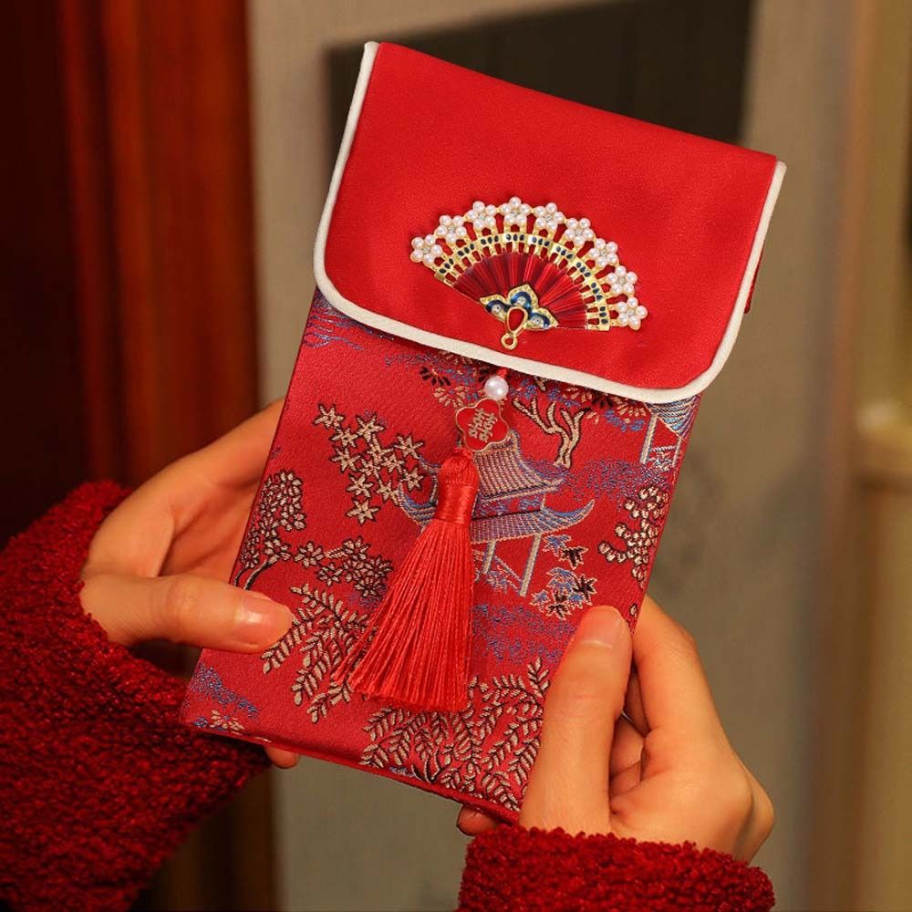 New Year Blessing Words Brocad - Embroidery Red ulasan dan harga