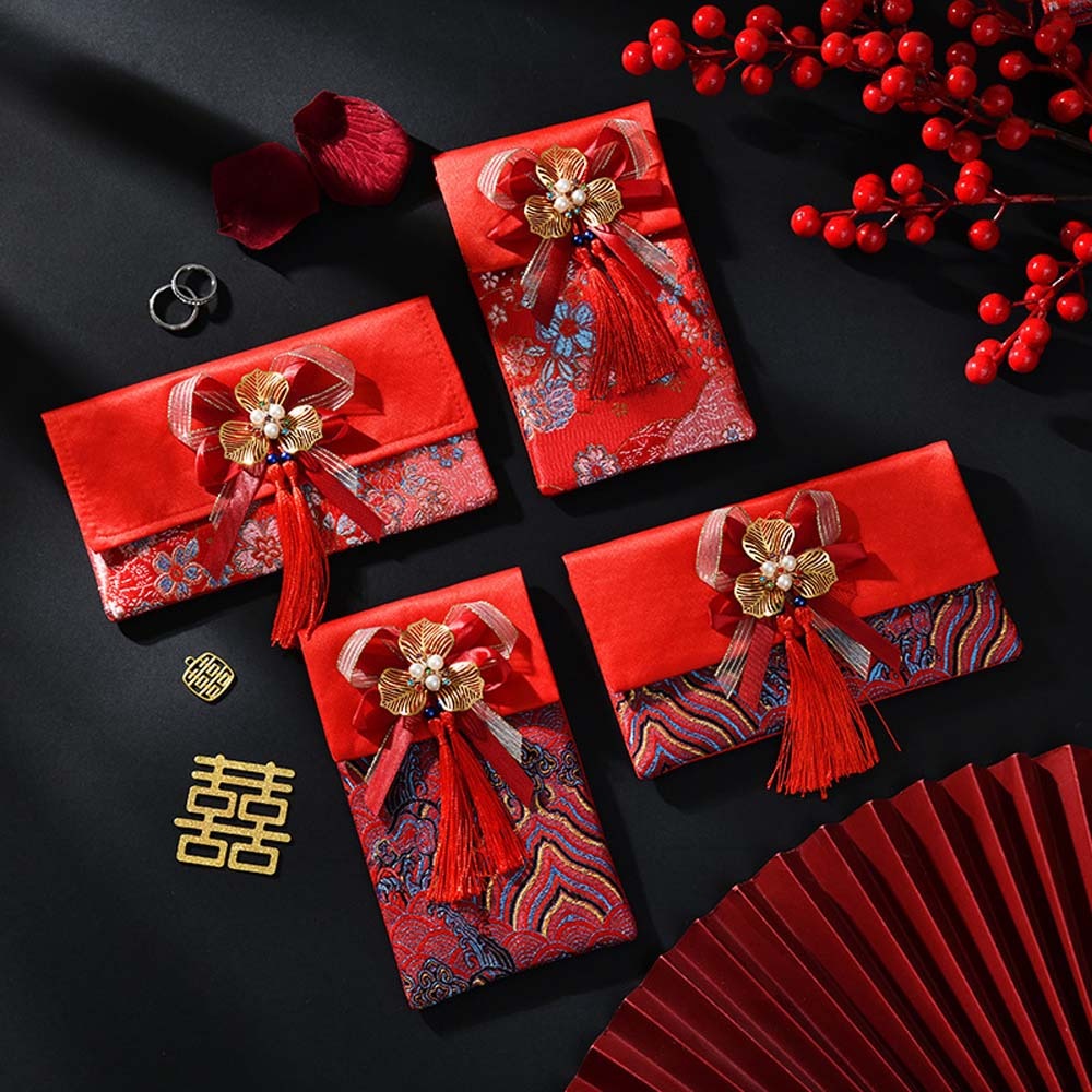 New Year Blessing Words Brocad - Embroidery Red ulasan dan harga