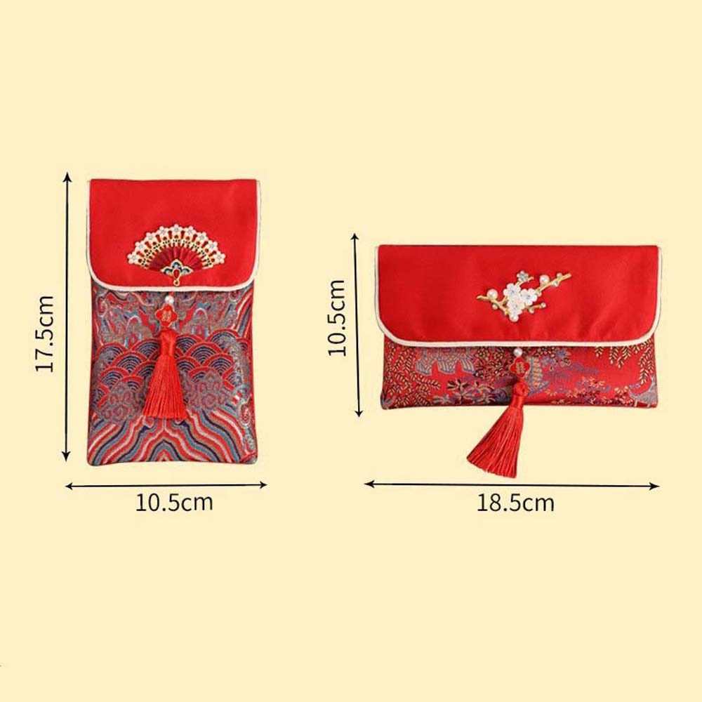 New Year Blessing Words Brocad - Embroidery Red ulasan dan harga