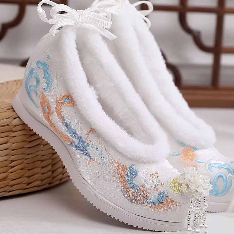 Winter Hanfu Shoes Women Chine - Embroidery Red ulasan dan harga
