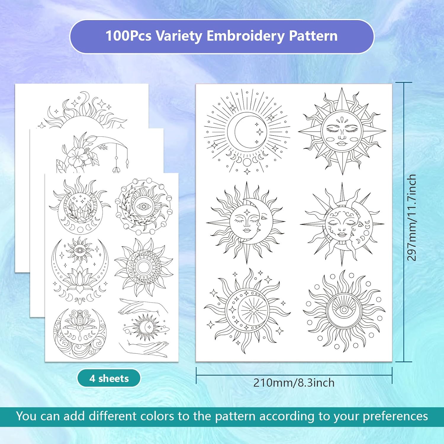 Sun Moon Pattern Water Soluble - Embroidery Meaning ulasan dan harga