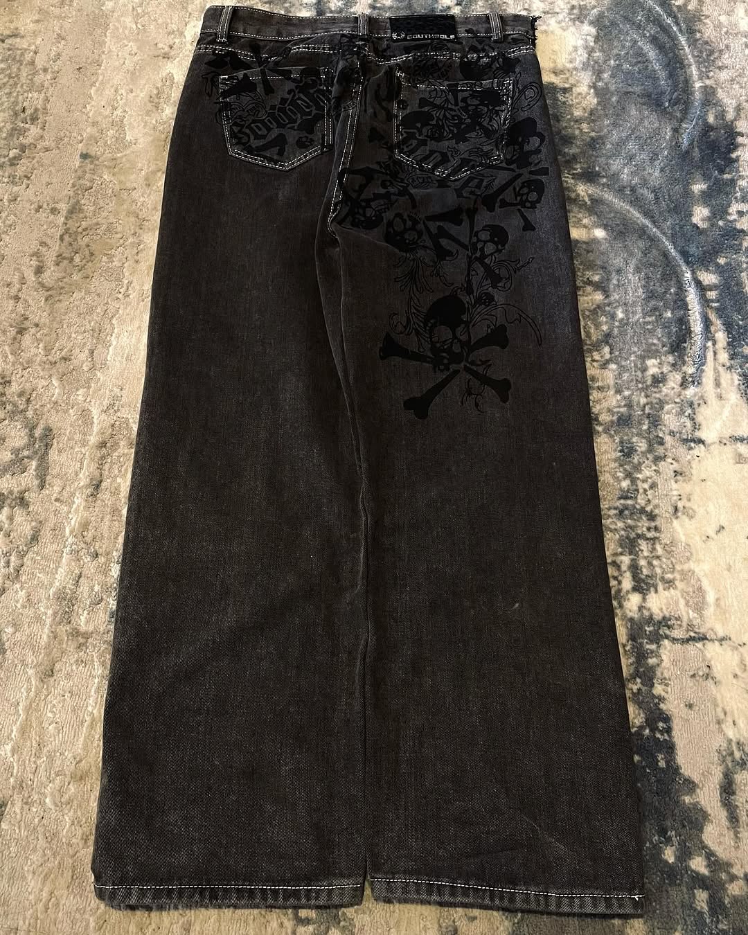 Y2K Street New Skull Embroider - Embroidery On Jeans ulasan dan harga