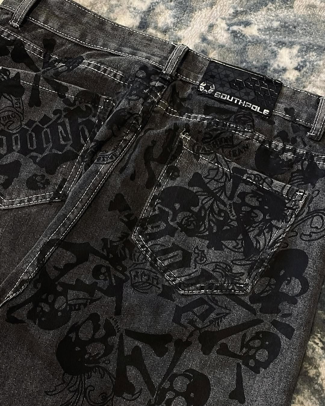 Y2K Street New Skull Embroider - Embroidery On Jeans ulasan dan harga