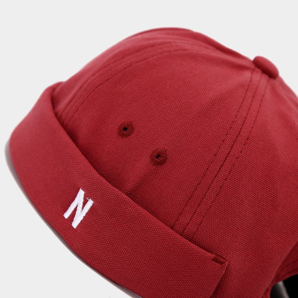 Cotton Brimless Hat Letter N E - Embroidery Letter N ulasan dan harga