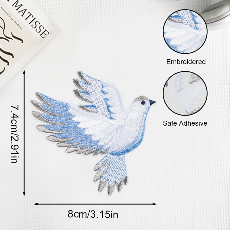 1pc blue-white gradient dove e - Embroidery Meaning ulasan dan harga