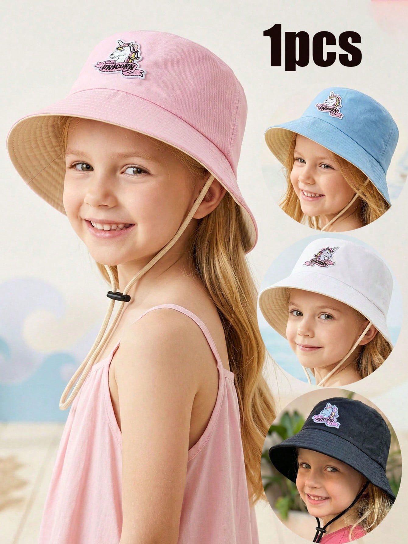 1pcs 2-6Y Girls Cartoon Unicor - Embroidery Cap ulasan dan harga