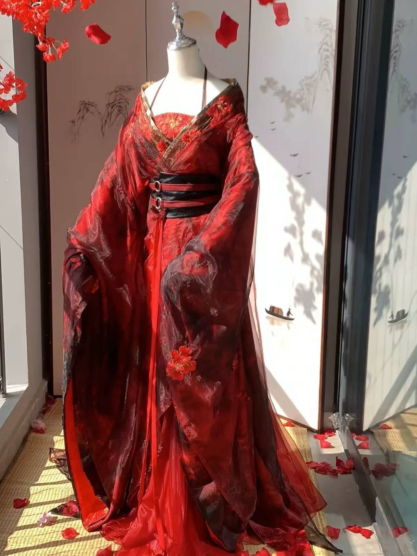 New Datura Red Hanfu Women Anc - Embroidery Cotton ulasan dan harga