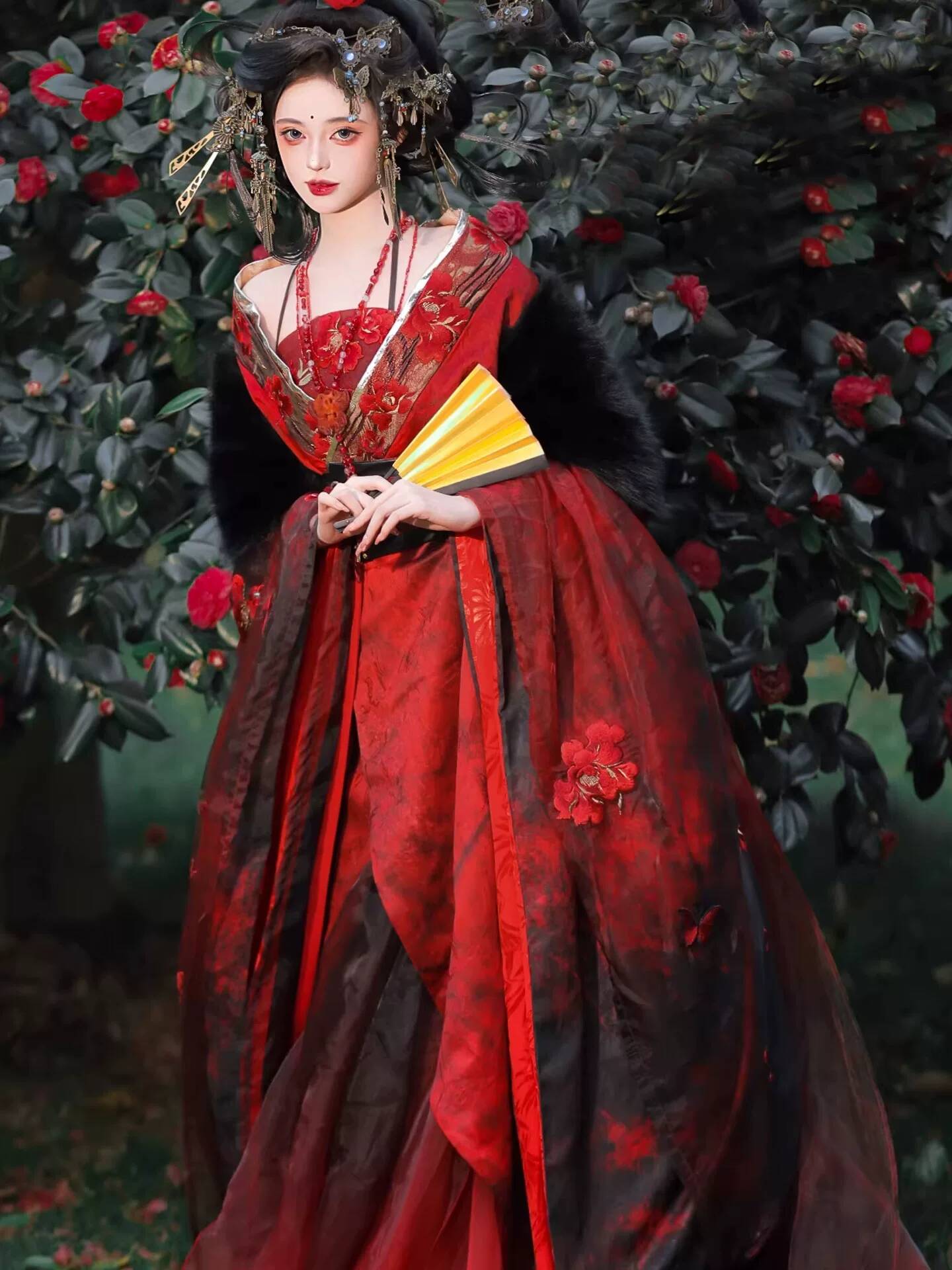 New Datura Red Hanfu Women Anc - Embroidery Cotton ulasan dan harga