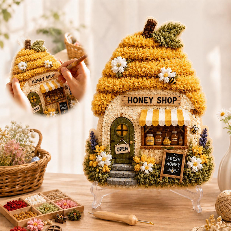 3D Mushroom House Poke Art DIY - Embroidery Needles ulasan dan harga