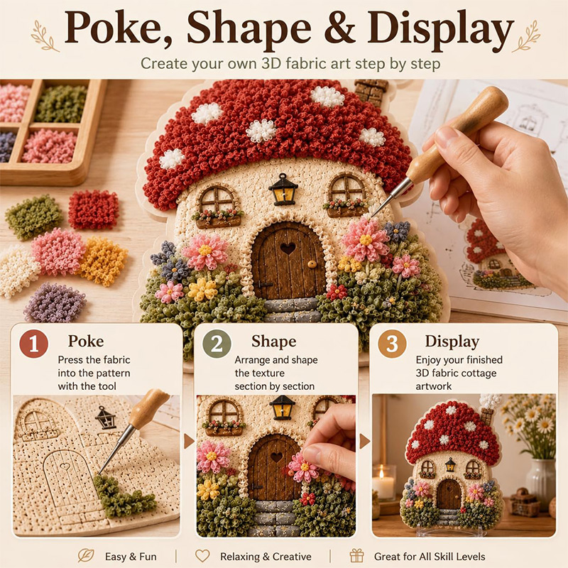 3D Mushroom House Poke Art DIY - Embroidery Needles ulasan dan harga