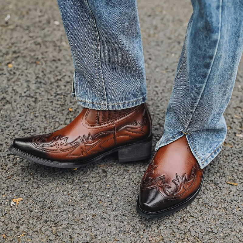 Mens Western Cowboy Boots Hand - Embroidery Design ulasan dan harga