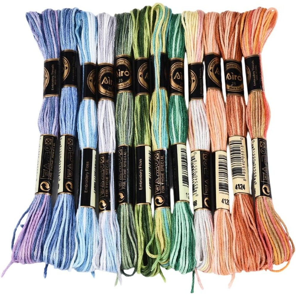 12 Skeins 105 Yards Cross Stit - Embroidery Handicraft ulasan dan harga