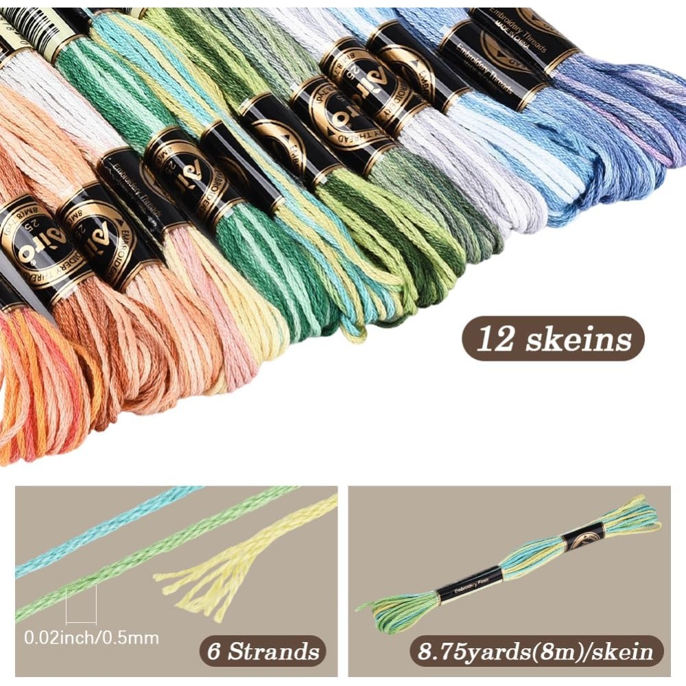 12 Skeins 105 Yards Cross Stit - Embroidery Handicraft ulasan dan harga