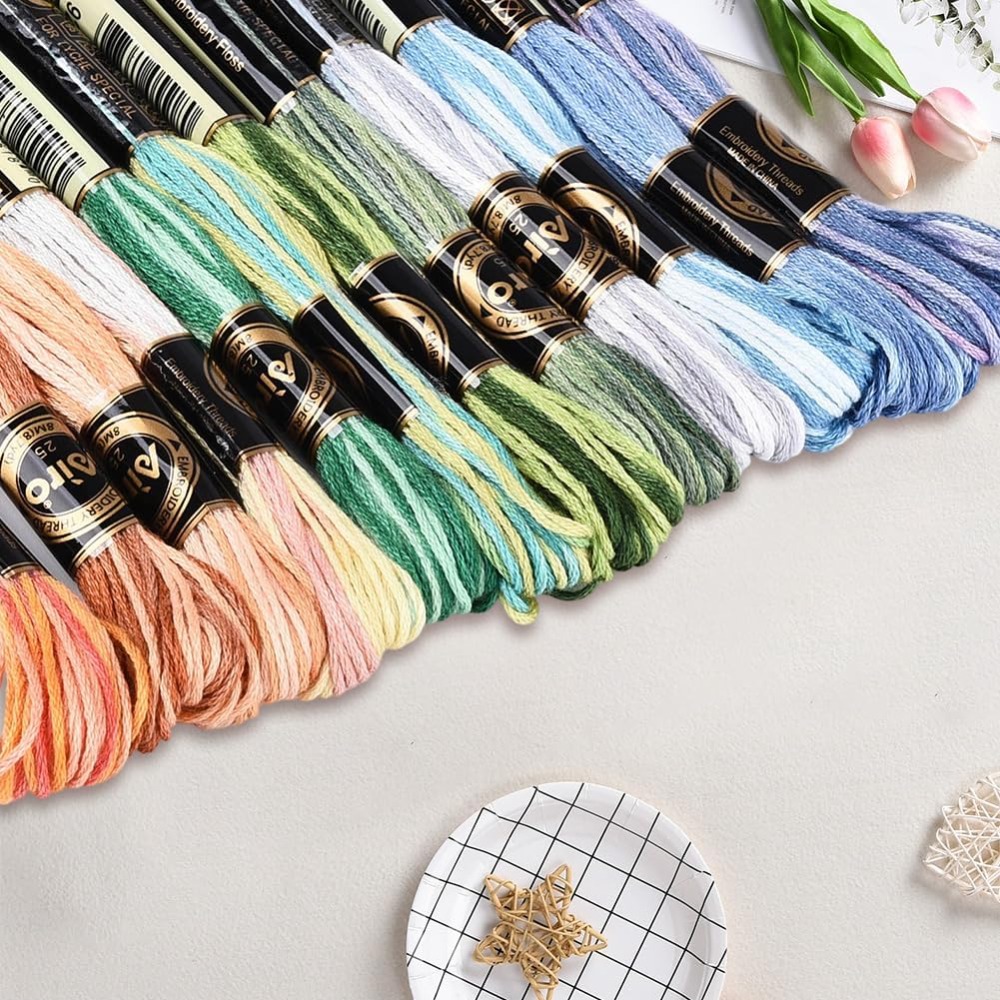 12 Skeins 105 Yards Cross Stit - Embroidery Handicraft ulasan dan harga