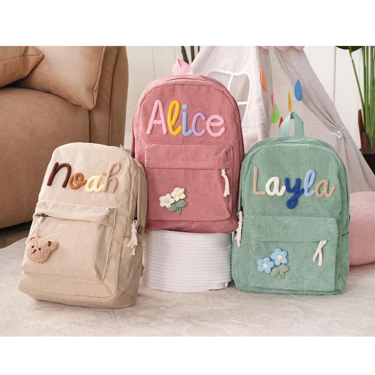 Unisex Personalized Corduroy B - Embroidery Initials Designs ulasan dan harga
