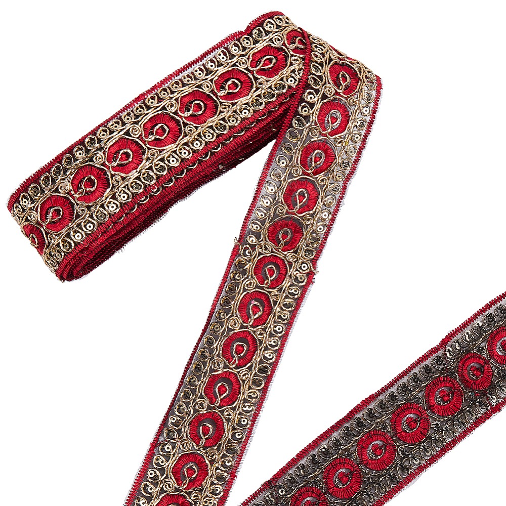 10 Yards 1.77 Inch Red Embroid - Embroidery Red ulasan dan harga