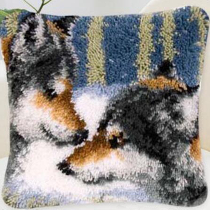 Animal Wolf Pattern Latch Hook - Printed Embroidery Kit ulasan dan harga