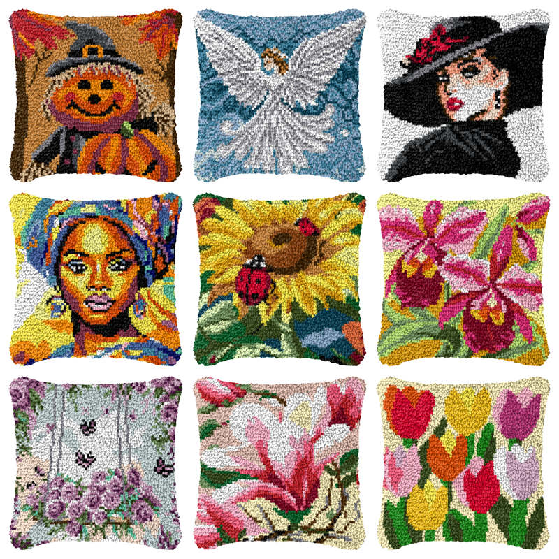 Flowers Cartoon Latch Hook Pil - Printed Embroidery Kit ulasan dan harga