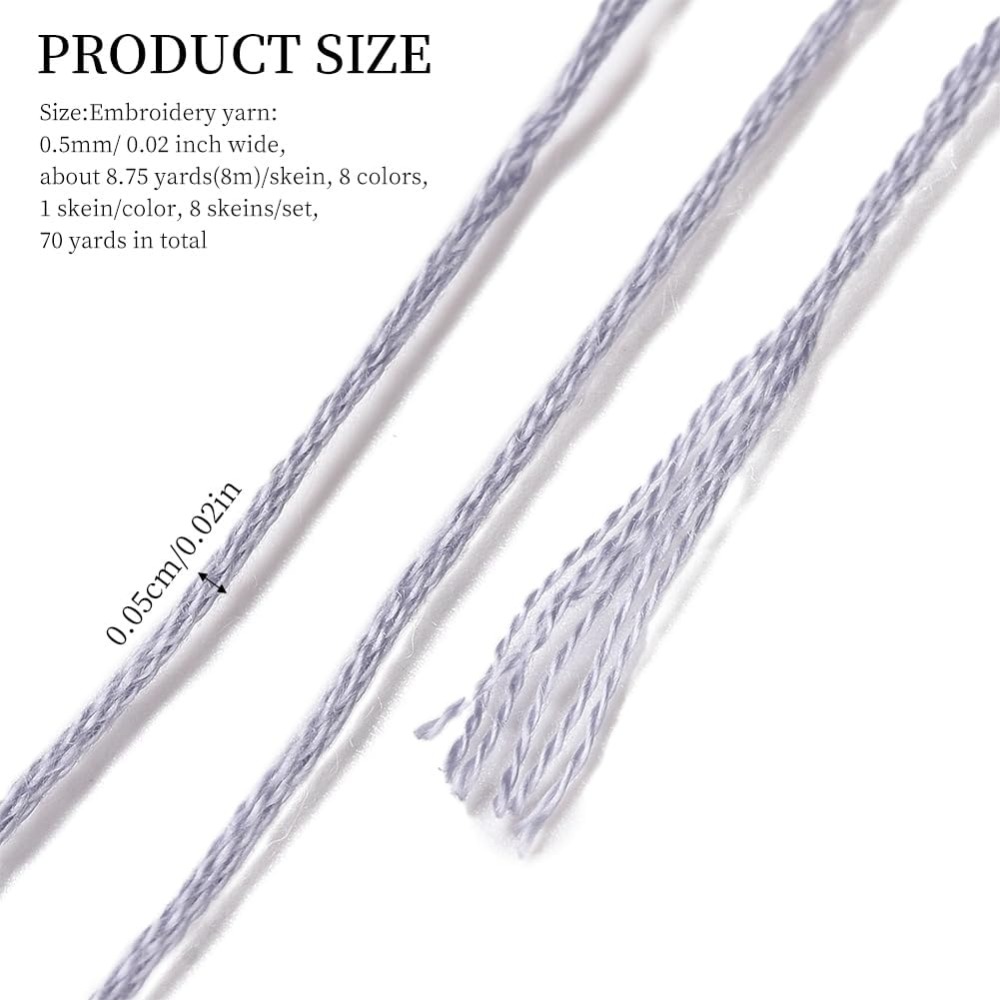 8 Skeins 70 Yards Grey Friends - Embroidery Handicraft ulasan dan harga