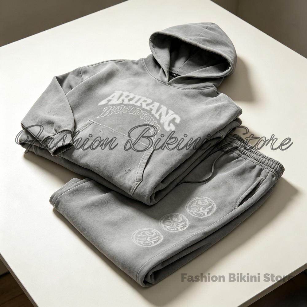 NEW Washed Grey Retro Hoodie 3 - Embroidery Cotton ulasan dan harga