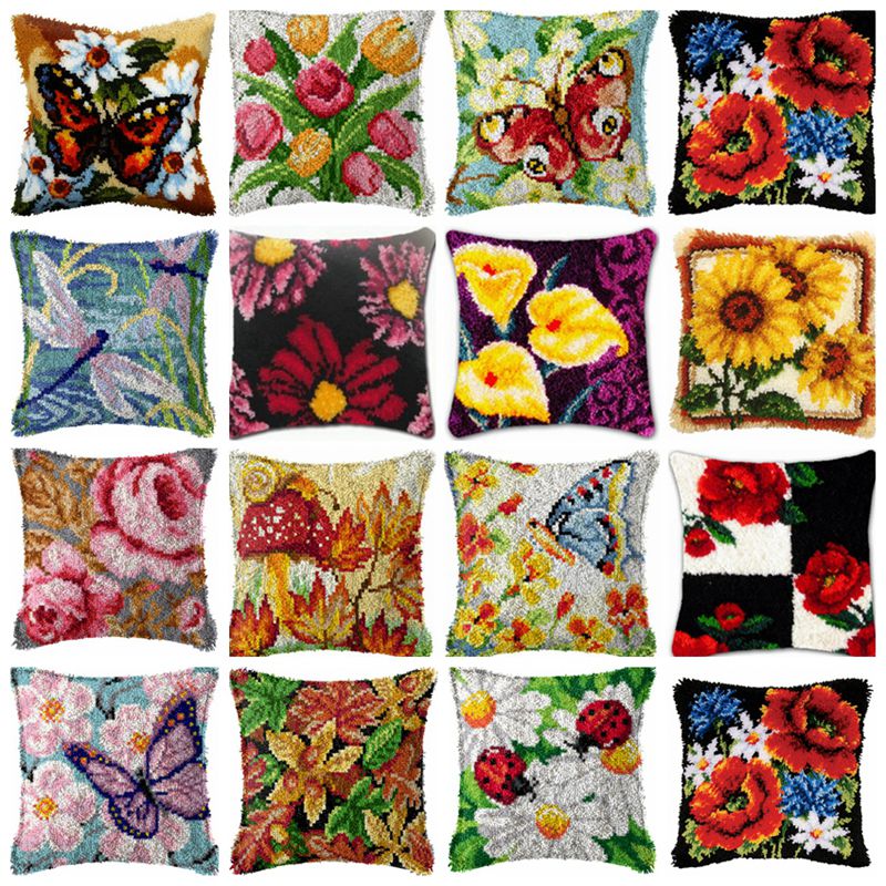 Flowers Plant Latch Hook Kit K - Printed Embroidery Kit ulasan dan harga