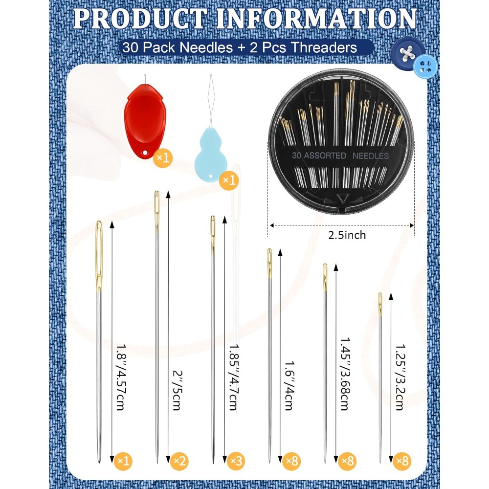 30-Count Steel Hand Sewing Nee - Embroidery Needles ulasan dan harga