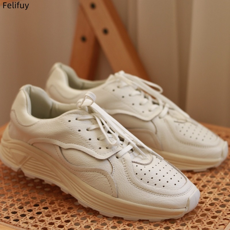 Round-toe Lace-up Casual White - Embroidery White ulasan dan harga