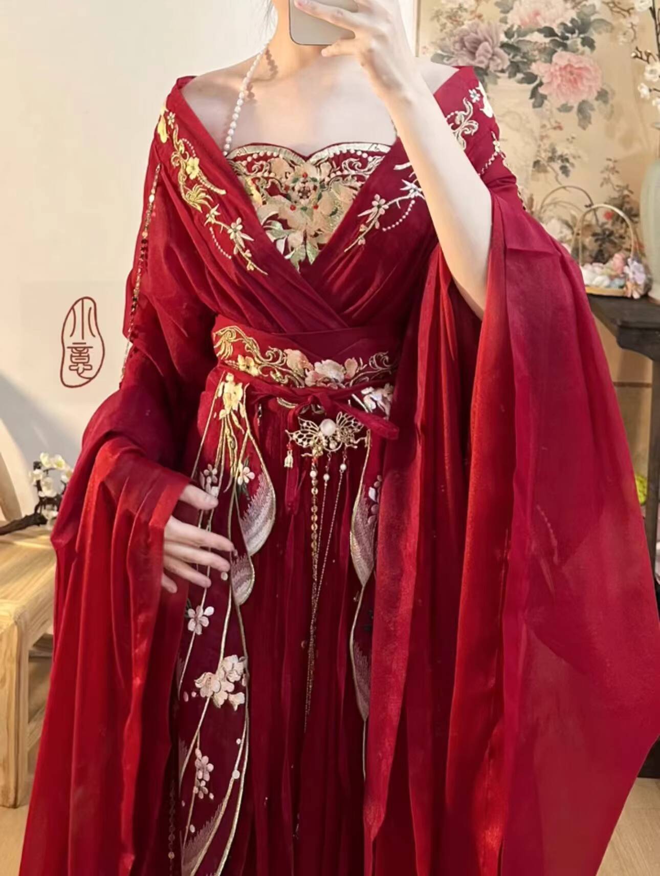 2025 hot Guofeng Goddess Of Fl - Embroidery Red ulasan dan harga