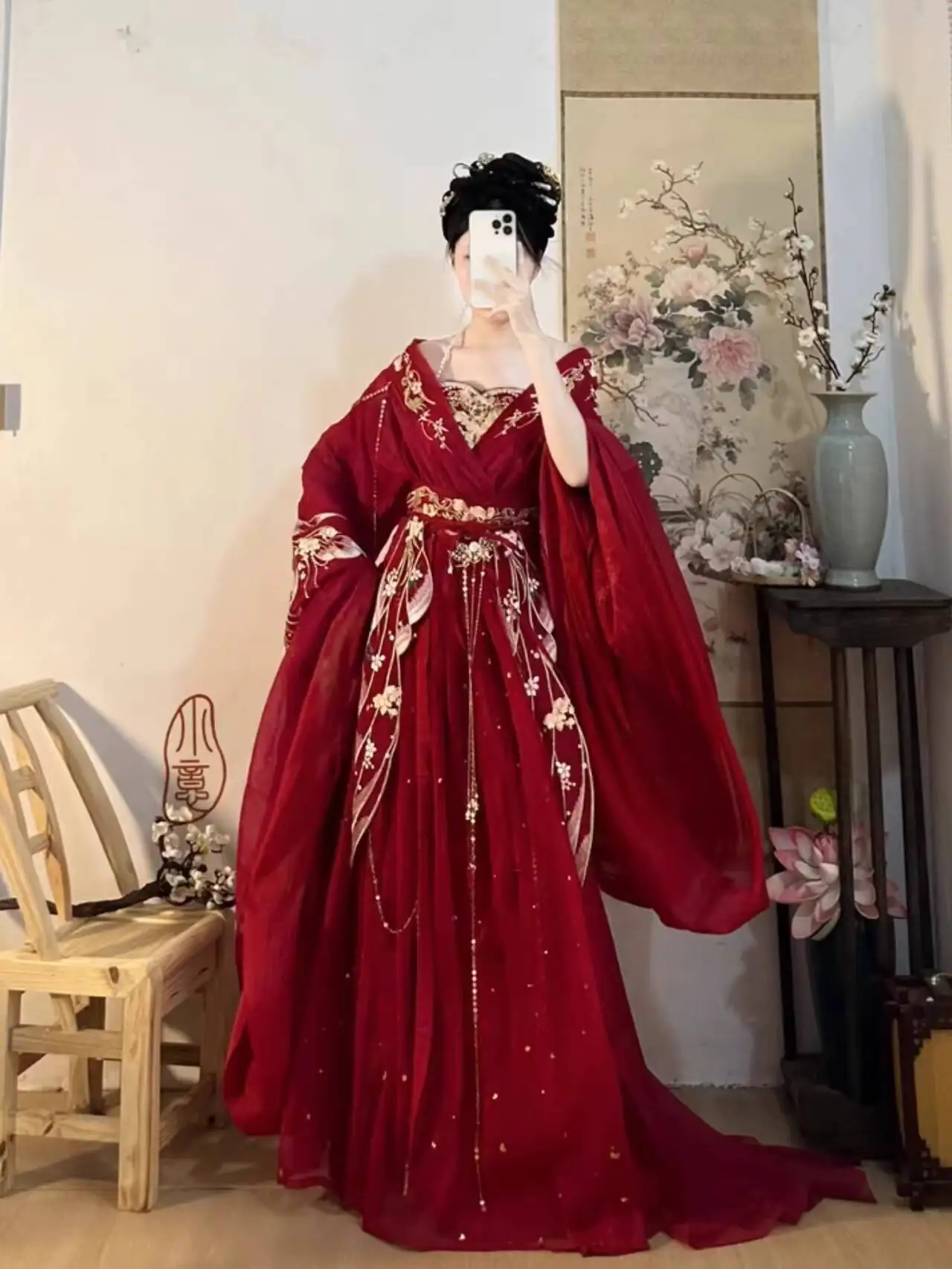 2025 hot Guofeng Goddess Of Fl - Embroidery Red ulasan dan harga