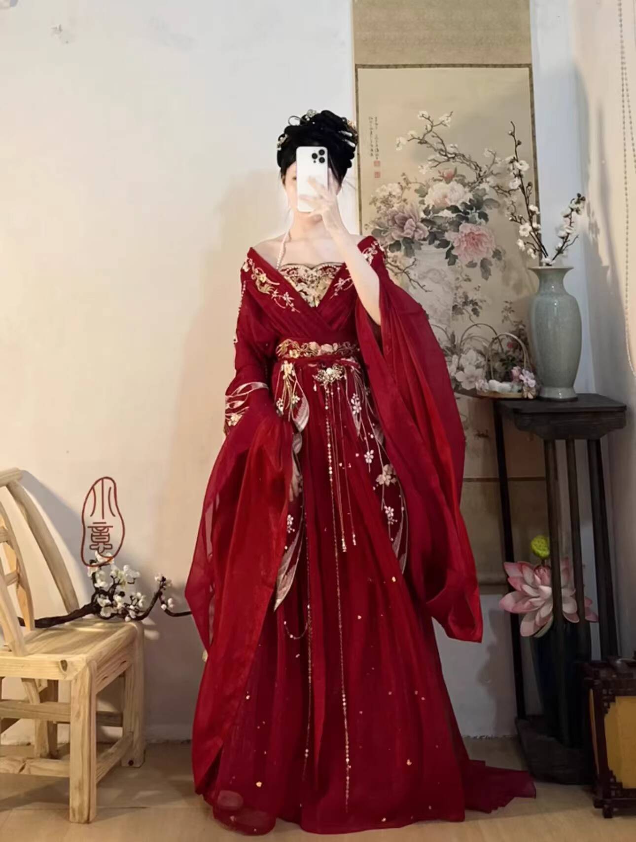 2025 hot Guofeng Goddess Of Fl - Embroidery Red ulasan dan harga