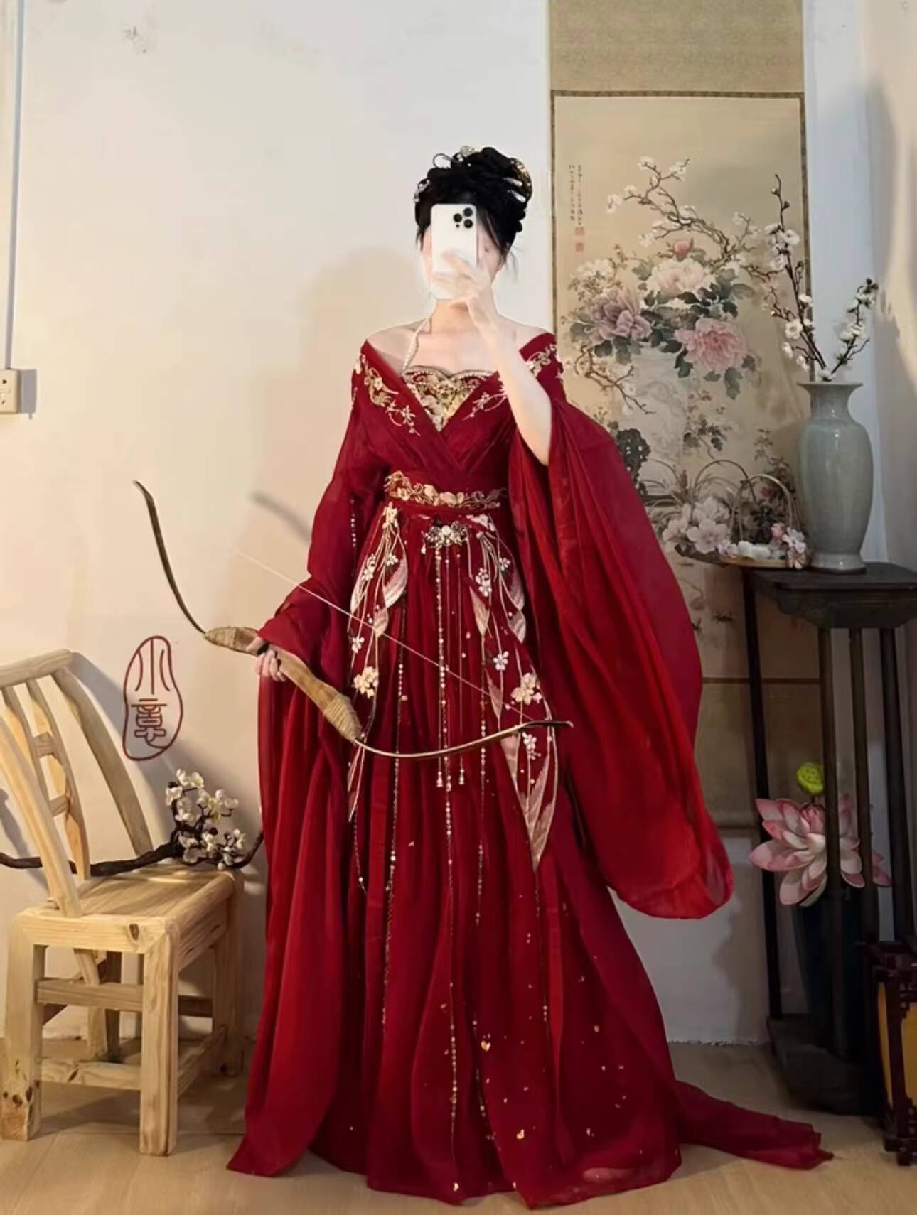 2025 hot Guofeng Goddess Of Fl - Embroidery Red ulasan dan harga