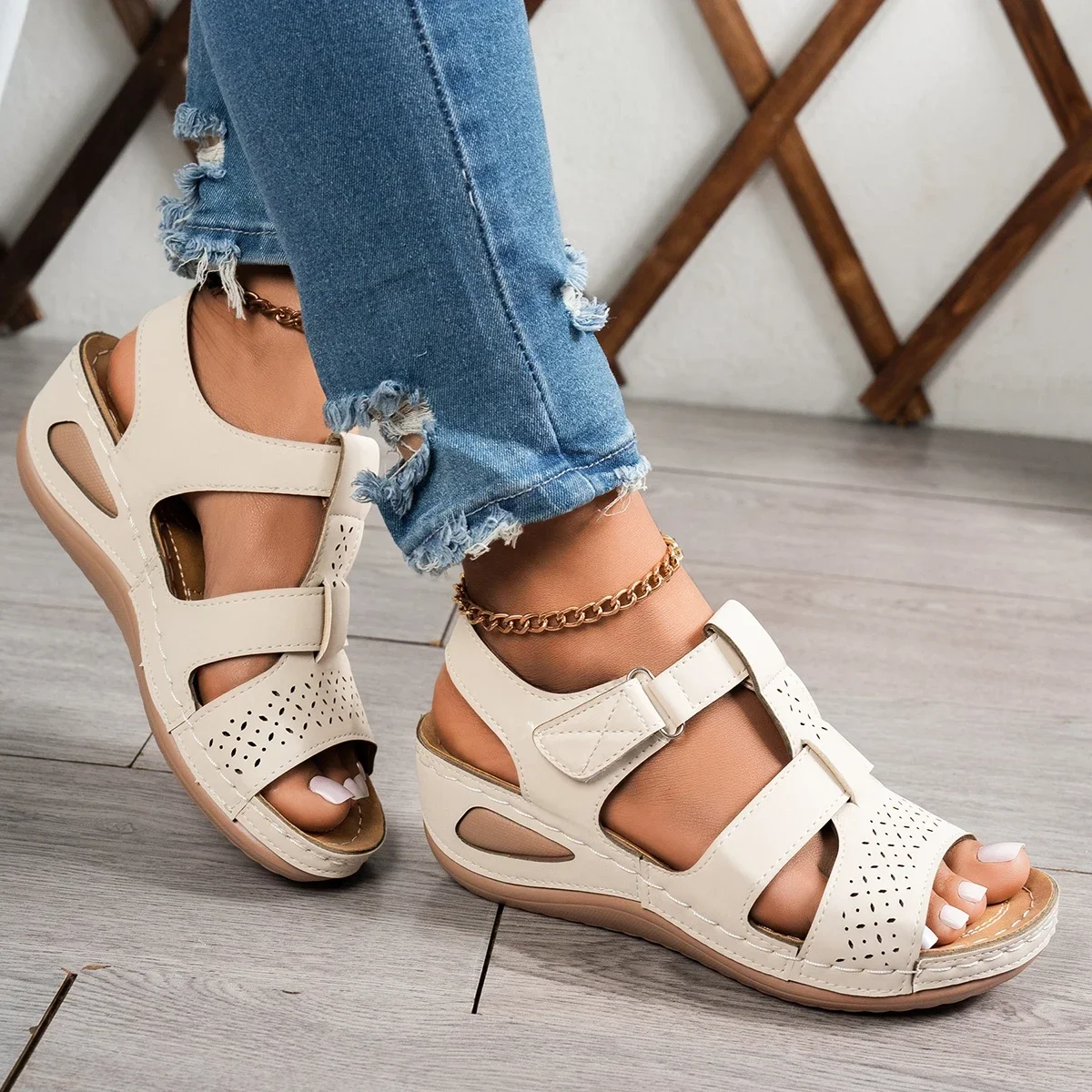 Thick-soled plus-size women's  - Embroidery Handicraft ulasan dan harga